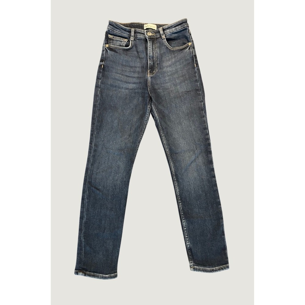 Zara Warm Skinny Jeans Dark Blue High Rise Insulated Stretch Denim Womens 4 1575